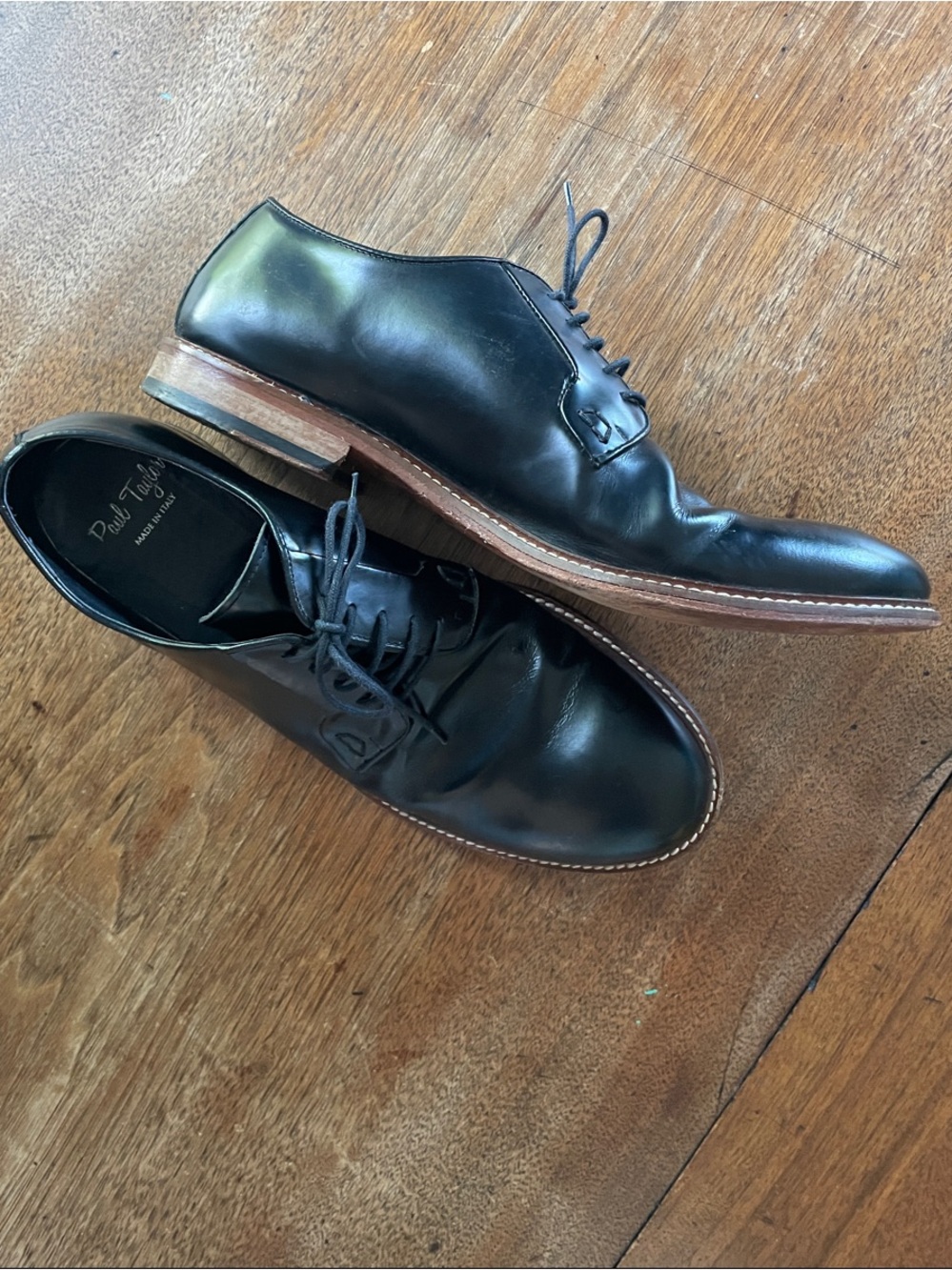 Paul Taylor Men’s Italian Black Leather Derby Shoes